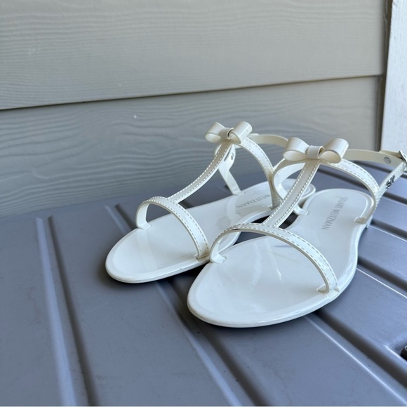 Stuart Weitzman Mellie Jelly Sandals Bow Detail Cream White Size 11 Women’s - Picture 4 of 9